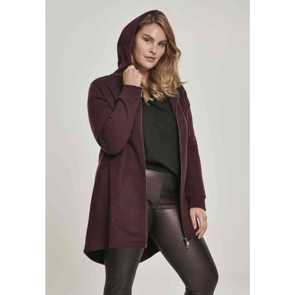 Urban Classics - Sweat Parka Veste zip à capuche - L - Bordeaux rouge
